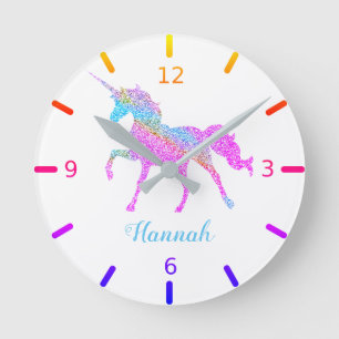 Kleurrijke glitterspecerij - Magische Unicorn Ronde Klok