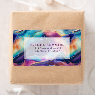 Kleurrijke Glittery Agaat textuur patroon Etiket