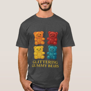 Kleurrijke Glittery Gummy Beren Design T-shirt