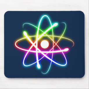 Kleurrijke gloed Atom - donkerblauw Muismat