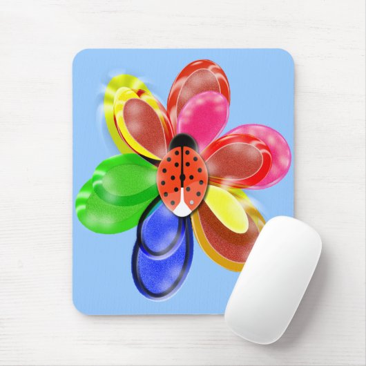 kleurrijke gloeibloem met schattig ladybug-pad muismat (Met muis)