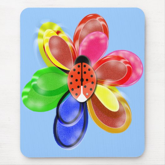 kleurrijke gloeibloem met schattig ladybug-pad muismat (Voorkant)