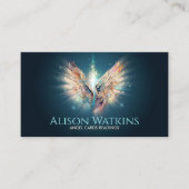 Kleurrijke gloeiende engelenvleugels visitekaartje (Voorkant)