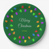 Kleurrijke gloeiende kerstverlichting papieren bordje (Voorkant)