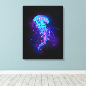 Kleurrijke gloeiende kwal canvas afdruk (Insitu (Houten vloer))