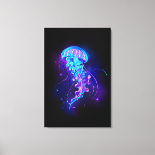 Kleurrijke gloeiende kwal canvas afdruk