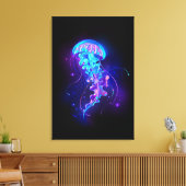 Kleurrijke gloeiende kwal canvas afdruk (Insitu (Woonkamer))