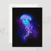 Kleurrijke gloeiende kwal feestdagenkaart (Voorkant / Achterkant)