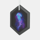 Kleurrijke gloeiende kwal glas ornament (Voorkant links)