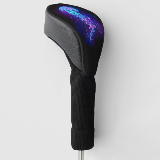 Kleurrijke gloeiende kwal golfheadcover (Schuin)
