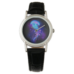 Kleurrijke gloeiende kwal horloge