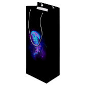 Kleurrijke gloeiende kwal wijn cadeautas (Achterkant Gekanteld)