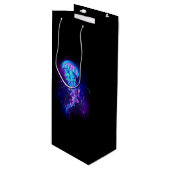 Kleurrijke gloeiende kwal wijn cadeautas (Voorkant Gekanteld)