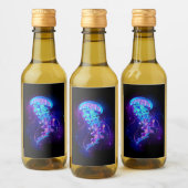 Kleurrijke gloeiende kwal wijn etiket (Flessen)