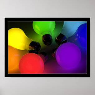Kleurrijke gloeilampen - Poster