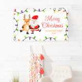 Kleurrijke gloeilampen Santa Reindeer Kerstmis Spandoek (Insitu)