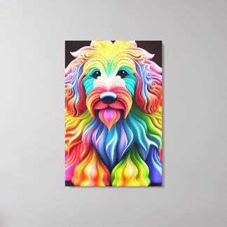 "Kleurrijke Goldendoodle Abstract levendig design Canvas Afdruk