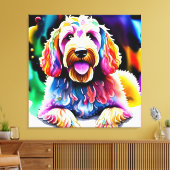 Kleurrijke Goldendoodle Schets Verpakt Canvas Afdruk (Insitu (Woonkamer))