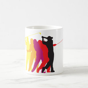 Kleurrijke Golfswing Silhouet Golfer Overzicht Koffiemok