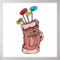 kleurrijke golftas en golfclubs