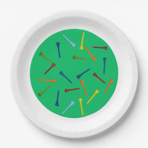 Kleurrijke golftees Golf papieren borden Bordje