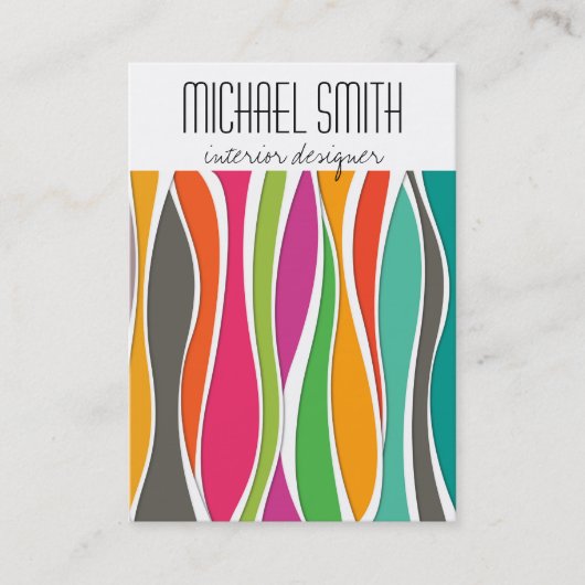 Kleurrijke golven Interieur Designer Visitekaartje (Voorkant)