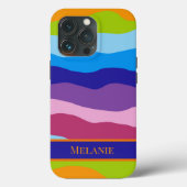Kleurrijke golven met naam Case-Mate iPhone case (Achterkant)