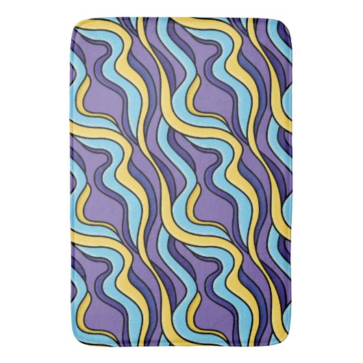 Kleurrijke golven Patroon Funky Retro Modern Abstr Badmat (Voorkant Verticaal)