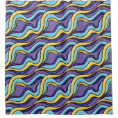 Kleurrijke golven Patroon Funky Retro Modern Abstr Douchegordijn (Voorkant)