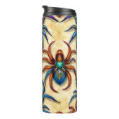 Kleurrijke Gothic Spider Patroon met webben op wit Thermosbeker (Geroteerd rechts)