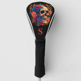 Kleurrijke Gotische Roos Sugar Skull Monogram Golfheadcover