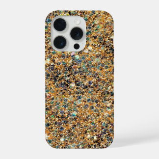 Kleurrijke gouden glitter iPhone 15 pro hoesje
