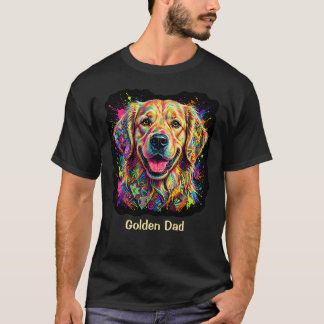 Kleurrijke Goudharige Retriever Hond Gouden Vader T-shirt