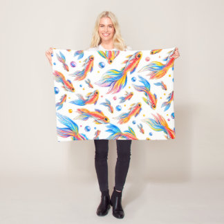 Kleurrijke Goudvis Naadloos Patroon – Whimsical Wa Fleece Deken