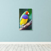 Kleurrijke gouldiaanse vink canvas afdruk (Insitu (Houten vloer))