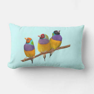 Kleurrijke Gouldian Finches in Pastels Kussen