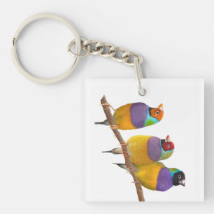 Kleurrijke Gouldian Finches in Pastels Sleutelhanger