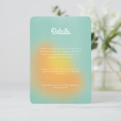 Kleurrijke Gradient Mint Oranje bruiloft Informatiekaartje (Staand voorkant)