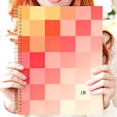 Kleurrijke Gradiënt Roze Schaakbord Monogram Planner