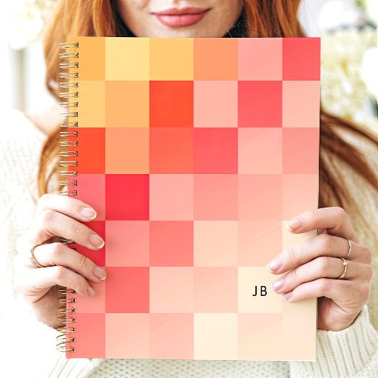 Kleurrijke Gradiënt Roze Schaakbord Monogram Planner