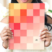 Kleurrijke Gradiënt Roze Schaakbord Monogram Planner