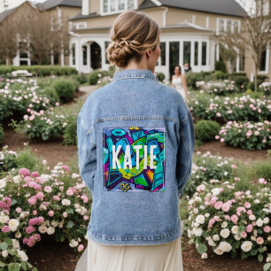 Kleurrijke Graffiti Aangepaste Monogram Naam Kleur Denim Jacket