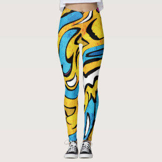Kleurrijke Graffiti Abstracte zwarte achtergrond Leggings