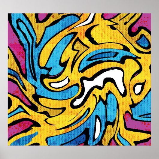 Kleurrijke Graffiti Abstracte zwarte achtergrond Poster (Voorkant)