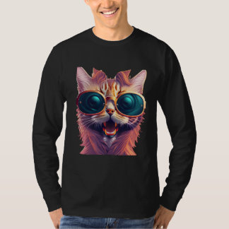 Kleurrijke Graffiti-kattenkunstschaduw draag zonne T-shirt