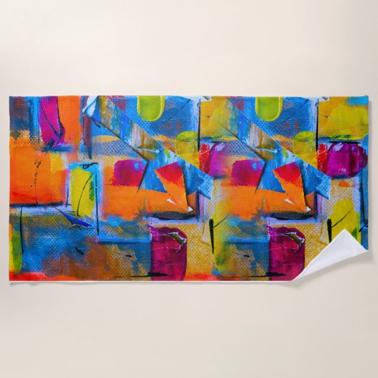 Kleurrijke graffiti kunst, strandlaken (Voorkant)