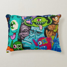 Kleurrijke Graffiti Monster Art Sierkussen Accent Kussen