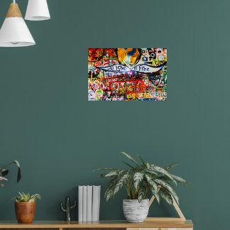 Kleurrijke graffiti muur, street art poster