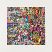 Kleurrijke graffiti muurcollage wandkleed (Voorkant)