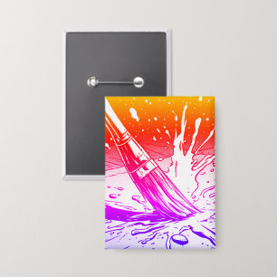 Kleurrijke Grafische Stijl Kwast Verfspat Button
